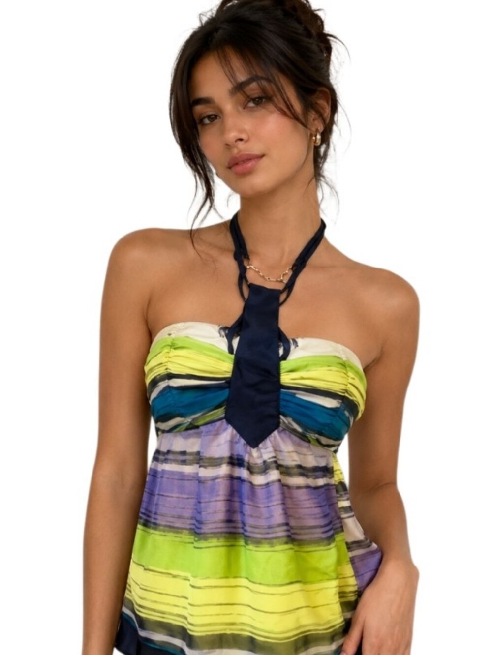 Bebe colorful Sexy Silk Halter Sz S